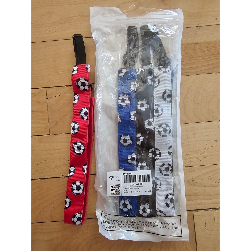 Satinior 4 Pack Soccer Headbands Non-Slip Adjustable Athletic Hair Bands Kids